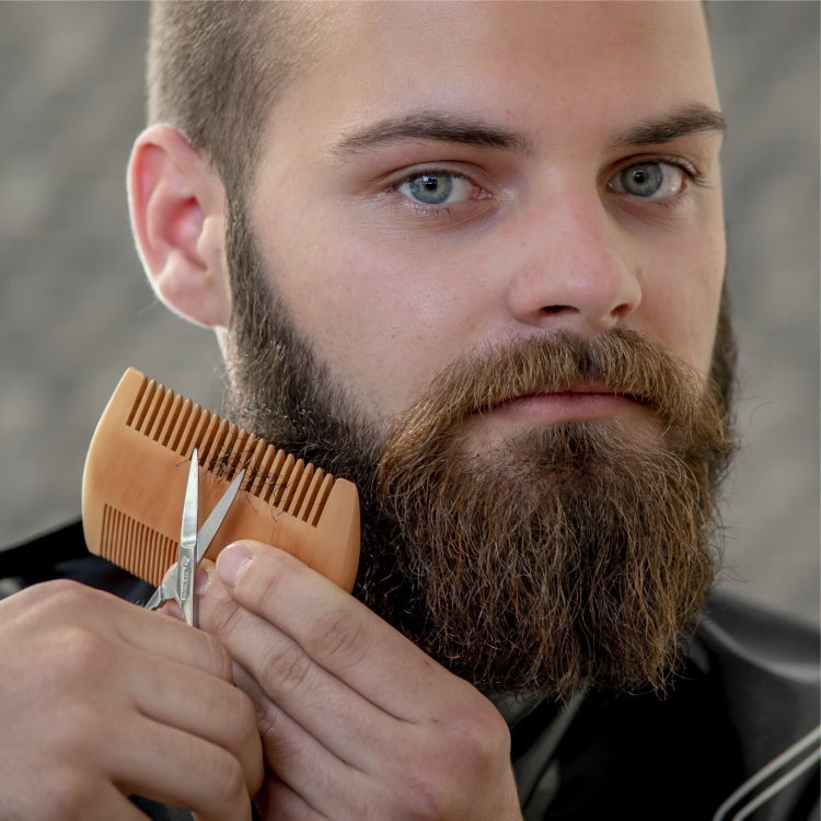 TW-BC90 Beard Wooden Comb Beard Shape Double-Sided Comb With PU Leather Case by buy2fix