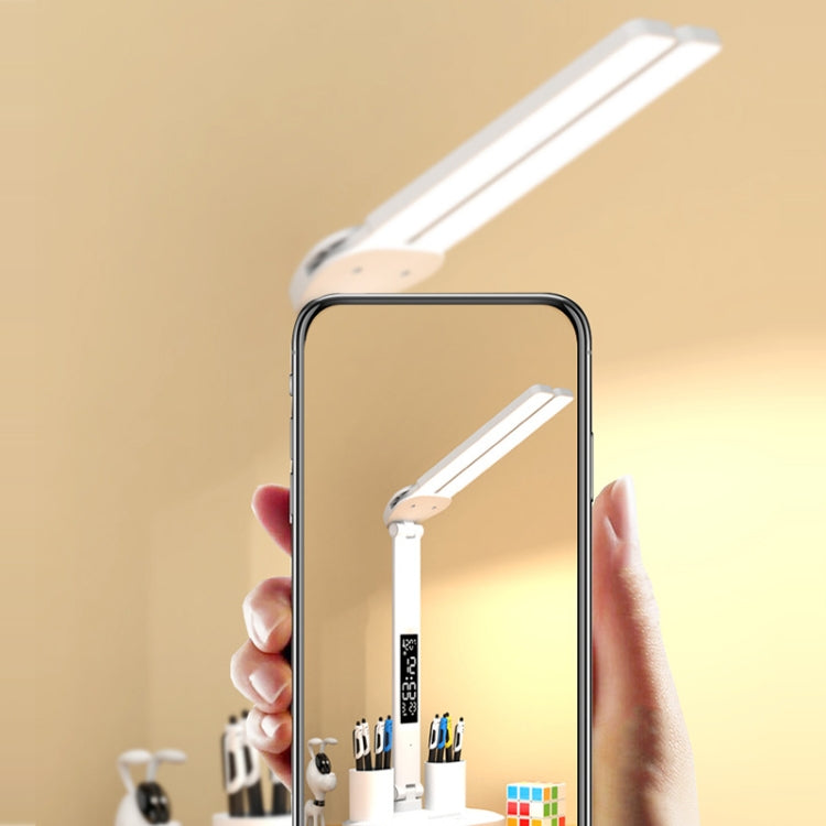 LED Intelligent Digital Display Foldable Desk Lamp, Style: Double Head USB Straight Plug by buy2fix
