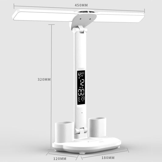 LED Intelligent Digital Display Foldable Desk Lamp, Style: Double Head Charging 2000mAh by buy2fix