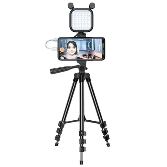 KIT-15LM Tripod Fill Light With Microphone Vlogging Kit For Live Phone Recording(Black) by buy2fix