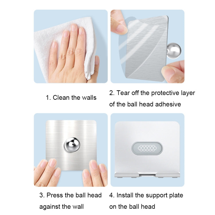 B87 Punch-free Tablet PC Aluminum Alloy Bracket Bathroom Kitchen Adhesive Wall Phone Holder(Silver Gray) by buy2fix