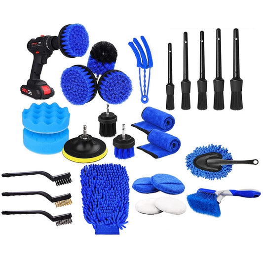 24pcs/set WRS-CS29 Car Wash Cleaning Brush Set Car Interior Crevice Cleaning Electric Drill Brush by buy2fix