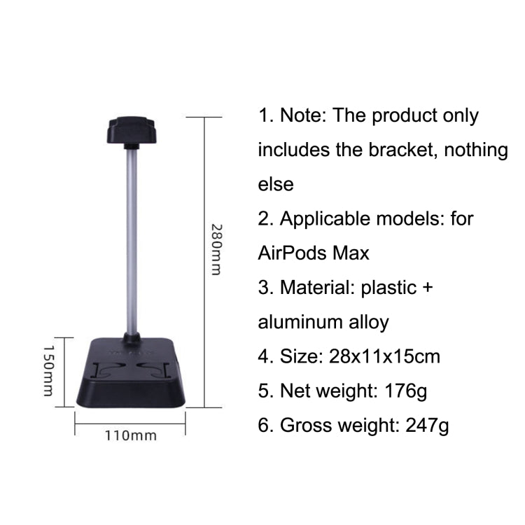 For AirPods Max Hifylux AP-HF5 Headphone Stand Mobile Phone Holder Storage Box(Black) by Hifylux