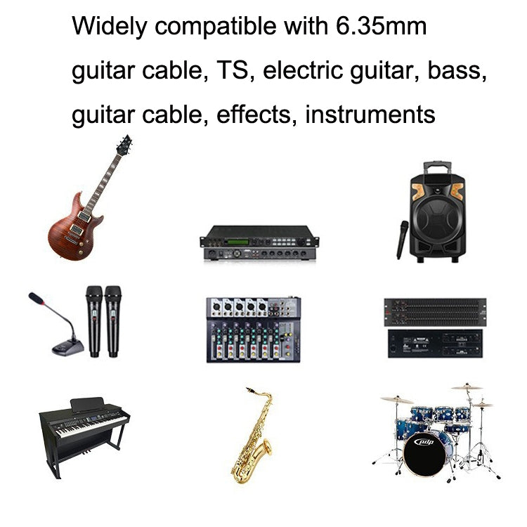 1.5m 2 Straight Head 6.35mm Guitar Cable Oxygen-Free Copper Core TS Large Two-core Cable by buy2fix