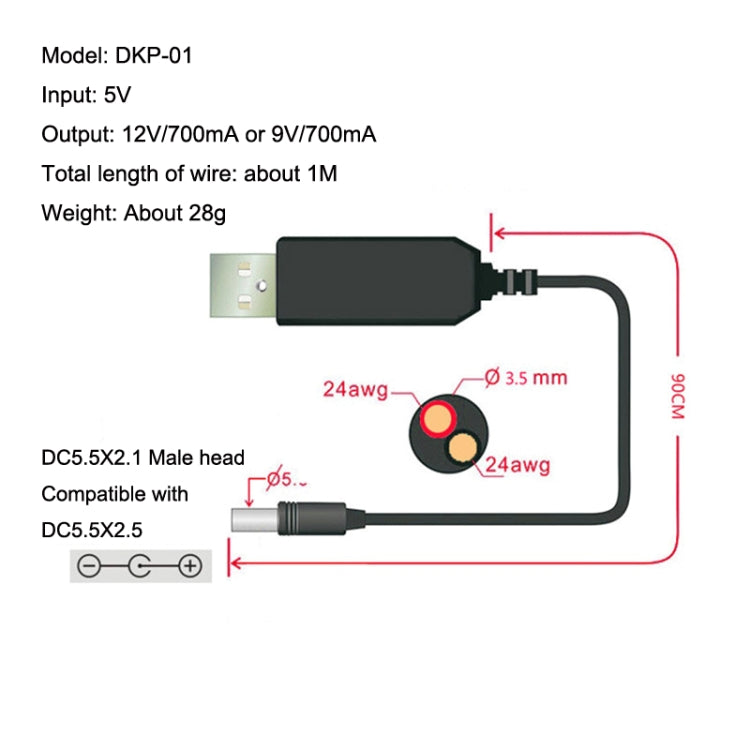 2pcs DC 5V to 9V USB Booster Line Mobile Power Cord by buy2fix