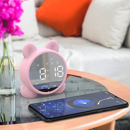 P1 Mini Card Mirror Clock Wireless Bluetooth Speaker with FM Radio(Light Green) by buy2fix