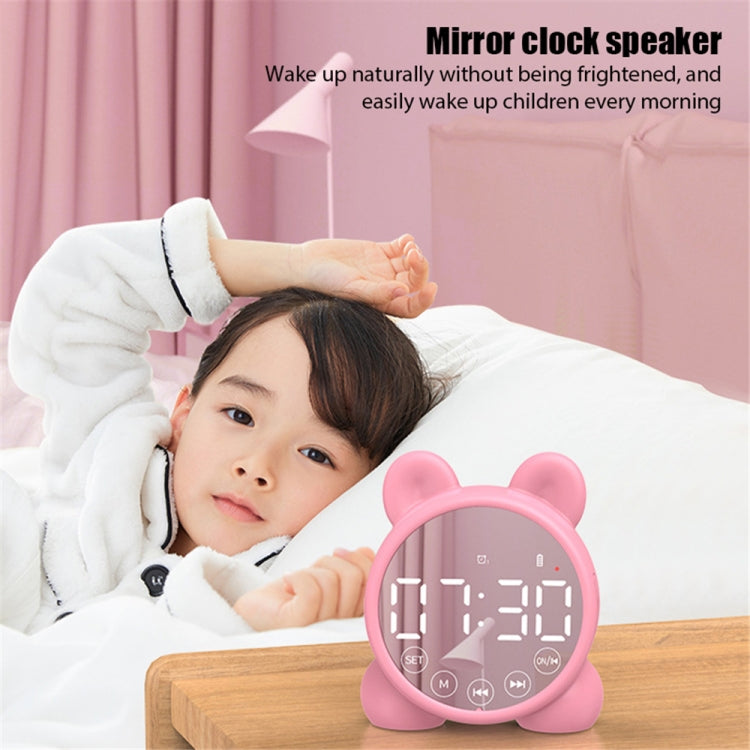 P1 Mini Card Mirror Clock Wireless Bluetooth Speaker with FM Radio(White) by buy2fix