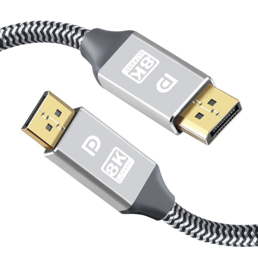 3m 1.4 Version DP Cable Gold-Plated Interface 8K High-Definition Display Computer Cable 30AWG OD:6.3MM With Nylon Mesh(Silver) by buy2fix