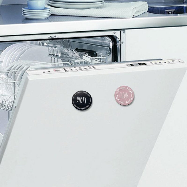 Dishwasher Round Magnet Clean Dirty Sign Double-Sided Dishwasher Magnet Cover(Gray Pink) by buy2fix