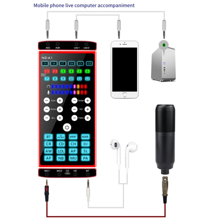 NC-A1 Bluetooth 5.0 Sound Card 12 Kinds Of Sound Effects Support Real-Time Monitoring by buy2fix