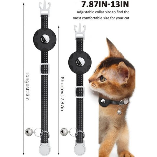For AirTag Tracker Silicone Case Reflective Pet Cat Collar With Bell(Black) by buy2fix