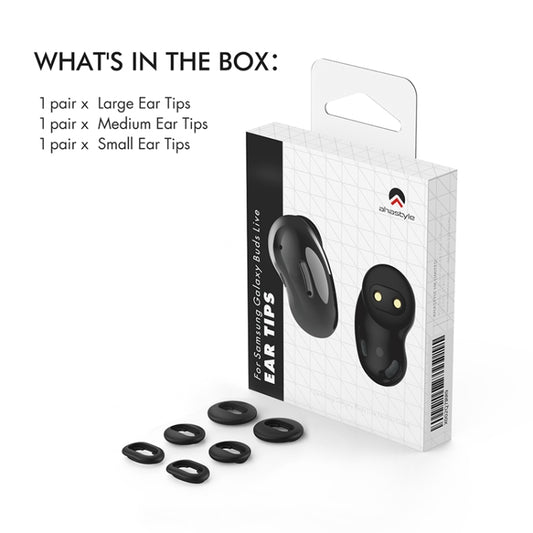For Samsung Galaxy Buds Live AhaStyle PT132 S+M+L Silicone Earbud(Black) by AhaStyle