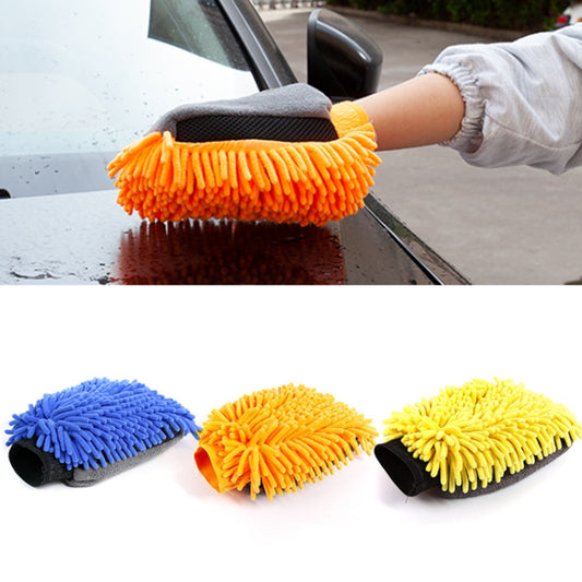 2pcs Car Chenille Coral Fleece Car Wash Double Sided Thick Gloves(Blue) by buy2fix