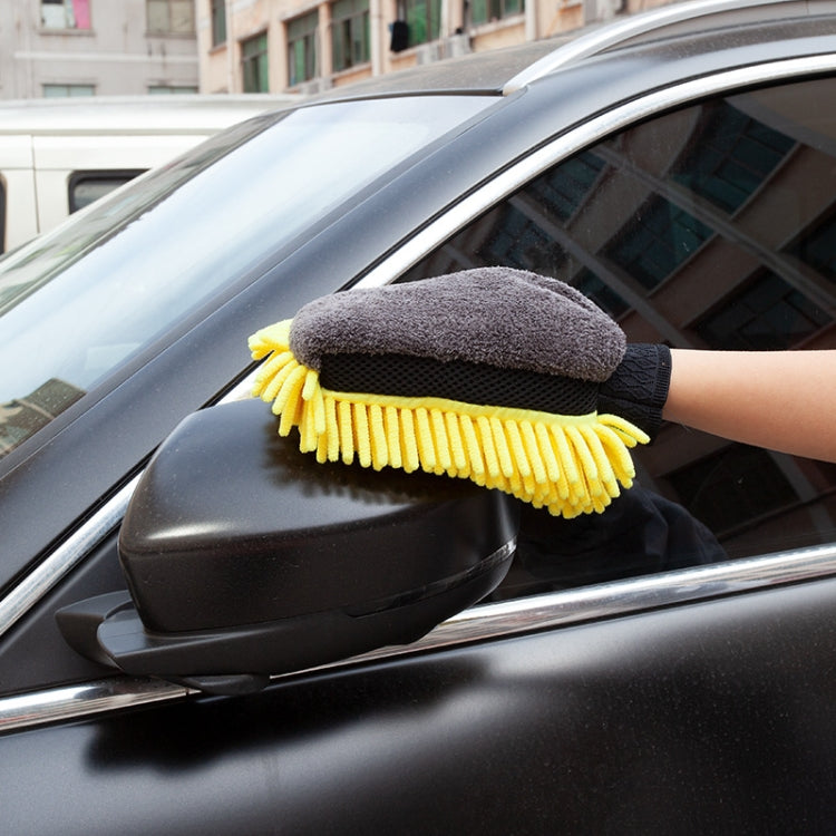2pcs Car Chenille Coral Fleece Car Wash Double Sided Thick Gloves(Orange) by buy2fix
