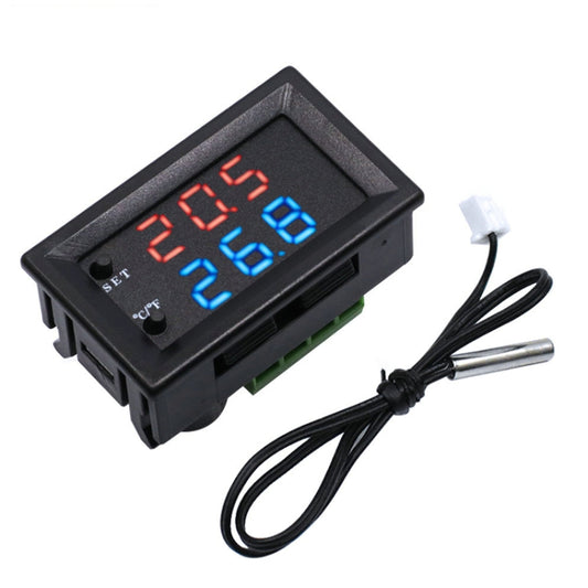 W2809 Digital Display Dual Display Thermostat Hatching Pet House Intelligent Waterproof NTC Temperature Control Instrument(Black) by buy2fix