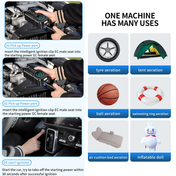 YX1920SH 8000mAh+EVA Bag Vehicle Emergency Start Power Supply Air Pump All-in-one Machine by buy2fix