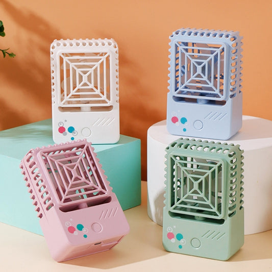 820 Mini Desktop USB Charging Fan Handheld Portable Dormitory Square Small Fan(Milk White) by buy2fix