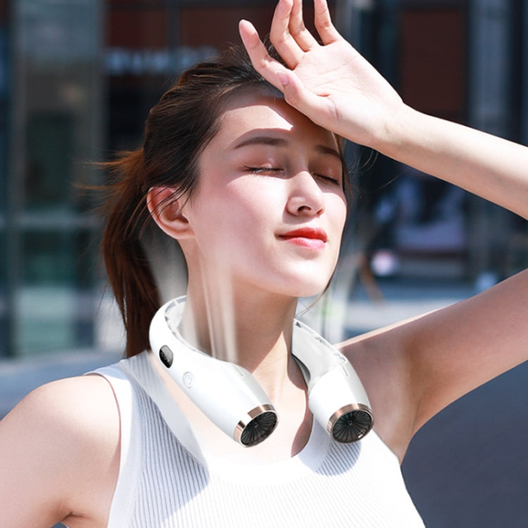 USB Charging Big Wind Cooling Leafless Hanging Neck Fan(Blue) by buy2fix