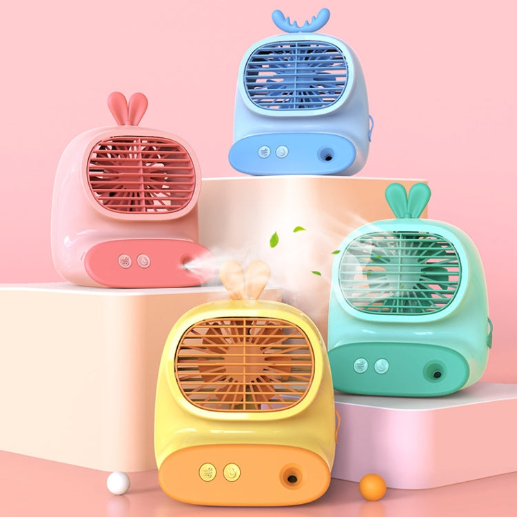 CS1319 Desktop Small Hydrating Spray Cartoon Fan Rechargeable Silent Humidifying Fan(Deer Pink) by buy2fix