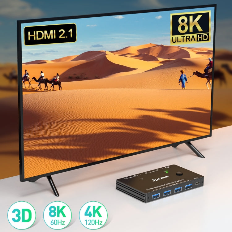 KC-KVM8201 USB3.0 Switch U Disk Printer Two Computers To Share 8K HDMI KVM Switch(Black) by buy2fix