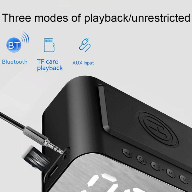 BT510 15W LED Clock Wireless Charging Bluetooth Speaker Multifunctional Smart Mirror Alarm Clock Audio(White) by buy2fix