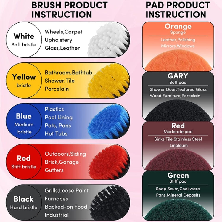 31pcs/set Electric Drill Brush Kitchen Bathroom Wall Cleaning Set(Yellow) by buy2fix