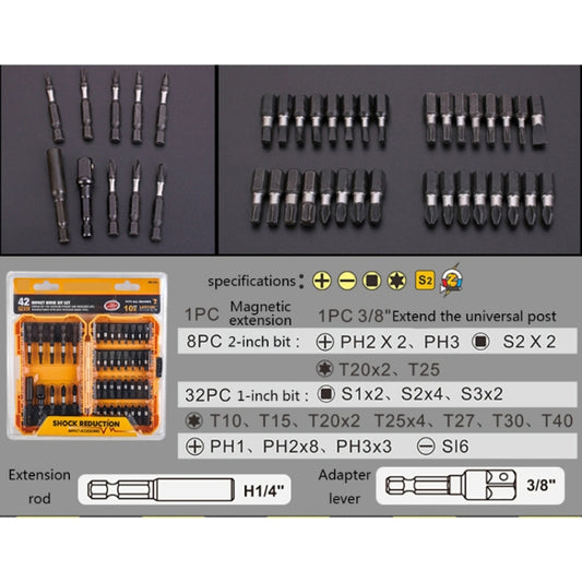 42 In 1 Alloy Drill Bit Impact Bit Set Decoration Electrician Tools by buy2fix