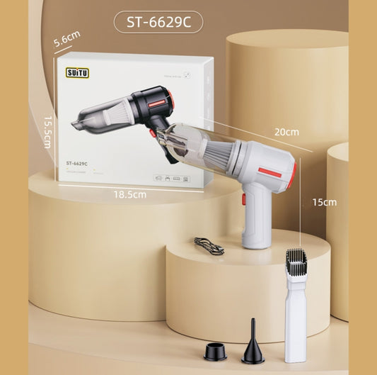 SUITU ST-6629 3 In 1 5500pa Car Wireless Vacuum Cleaner Blowing Suction And Pumping 3 Modes White -USB Cable by SUITU