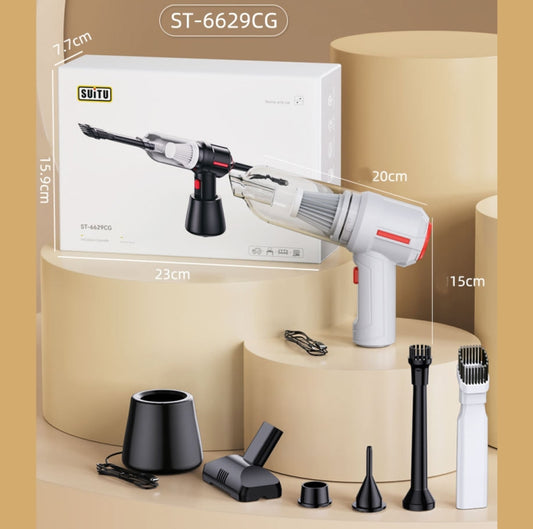 SUITU ST-6629 3 In 1 5500pa Car Wireless Vacuum Cleaner Blowing Suction And Pumping 3 Modes White -Seat Charge by SUITU
