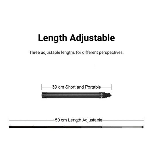 1.5m Carbon Fiber Extended Monopod Invisible Selfie Stick For Insta360 / DJI Action / GoPro / Xiao Yi Sports Camera by buy2fix