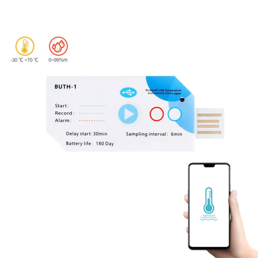 Temp013 Temperature Humidity Bluetooth APP Connect Medical Warehouse Cold Chain Transport USB Data Recorder by buy2fix