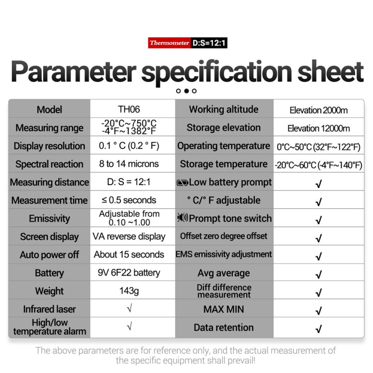 ANENG TH06 Oil Temperature High Precision Thermometer Laser Baking Infrared Water Thermometer(Black) by ANENG