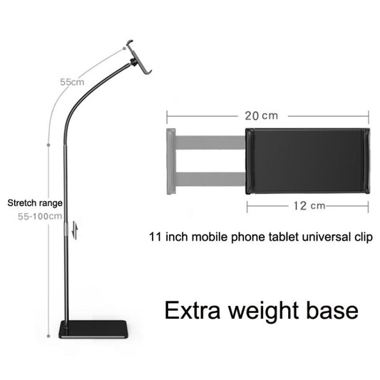 155cm Mobile Phone Tablet Live Broadcast Bedside Lifting Bracket Telescopic Floor Model (Black) by buy2fix