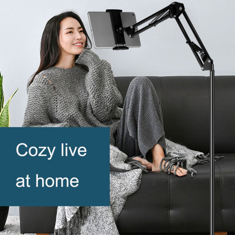 155cm Mobile Phone Tablet Live Broadcast Bedside Lifting Bracket Telescopic Floor Model (Black) by buy2fix