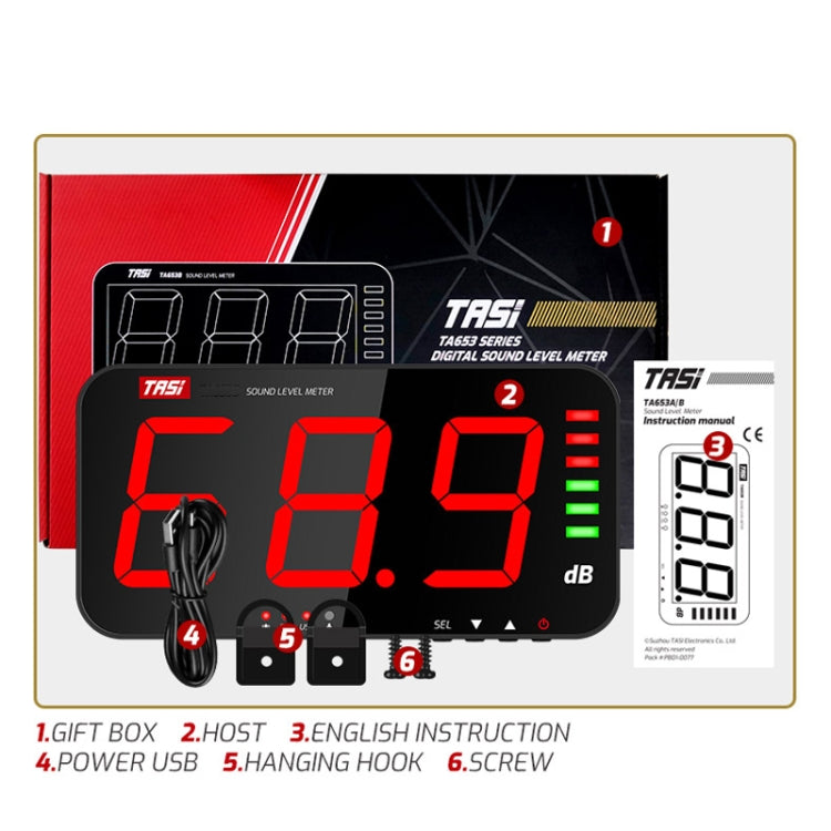 TASI TA653A Large Screen Wall-Mounted Noise Meter Decibel Detector by TASI