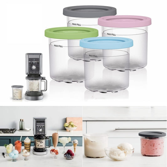 For Ninja NC299AMZ NC300 Ice Cream Storage Containers with Lids, Speci: 2 Cups+Spoon by buy2fix