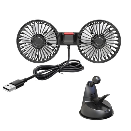 F4206 Suction Cup Double Head Car USB Fan(Black) by buy2fix