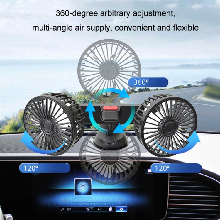 F4206 Suction Cup Double Head Car USB Fan(Black) by buy2fix