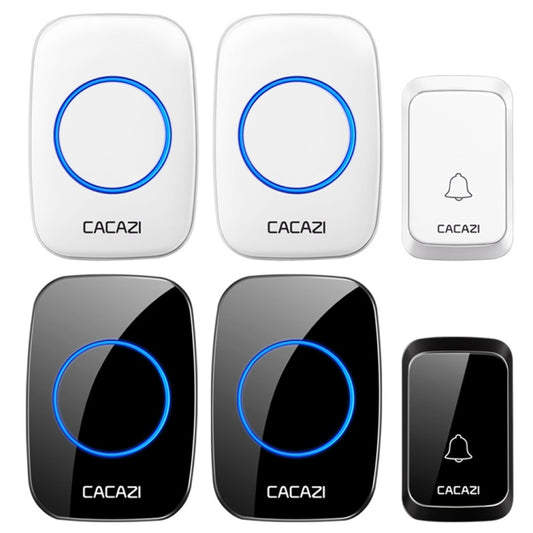CACAZI A06-DC 1 to 2 Battery Smart Home Wireless Waterproof Doorbell(Black) by CACAZI