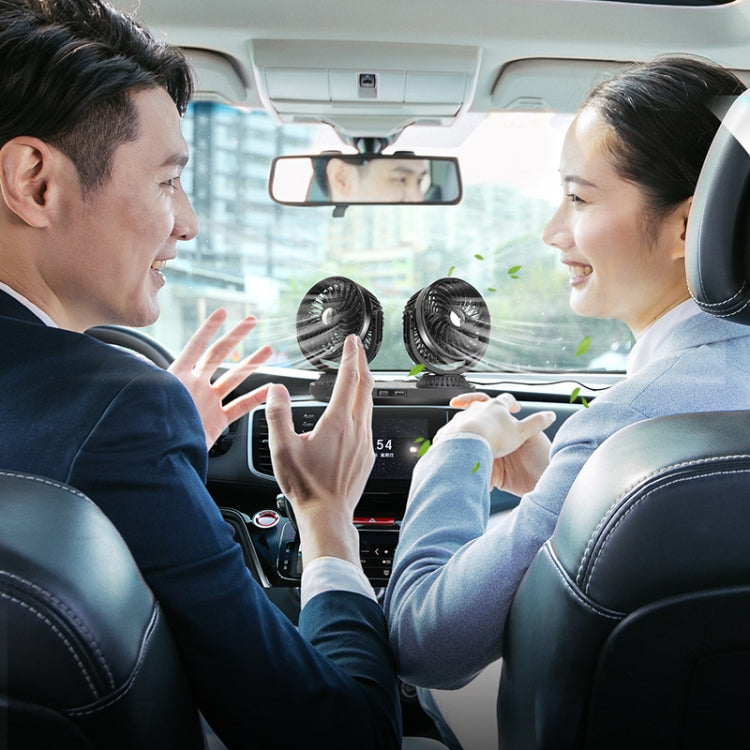 F623U 12V/24V Vehicle Electric Oscillating Head Rotatable Double Head Fan (Deluxe) by buy2fix