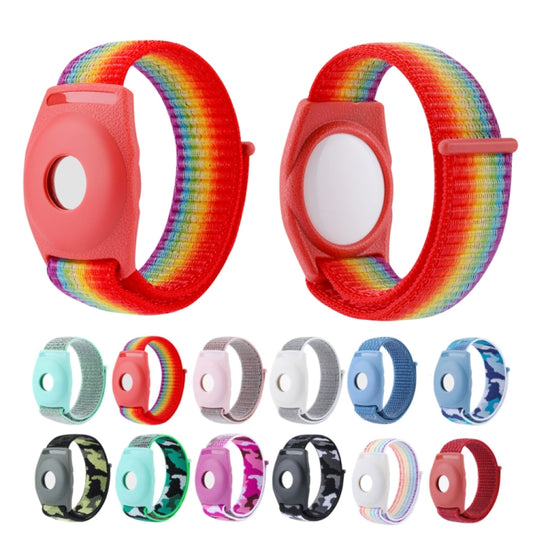 For AirTag Anti-Lost Device Case Locator Nylon Loop Watch Strap Wrist Strap, Size: 22cm Adult(Deep Black) by buy2fix