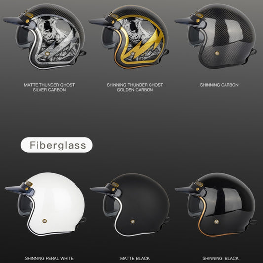 SOMAN Motorcycle Four Seasons Carbon Fiber Half Helmet, Color: FRP Pearl White(XL) by SOMAN