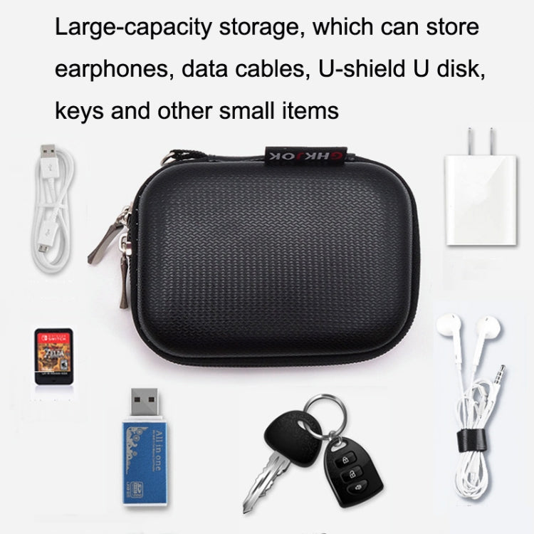 GH1803 EVA Data Cable U Disk Key Coin Wallet Mini Earphone Storage Box(Black) by buy2fix