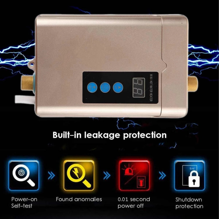 UK Plug 3000W Electric Water Heater With Remote Control Adjustable Temperate(Gold) by buy2fix