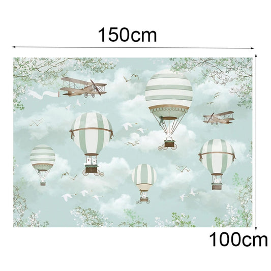 1.5m X 1m Cartoon Airplane Hot Air Balloon Theme Birthday Background Cloth Photography Decoration Backdrop by buy2fix