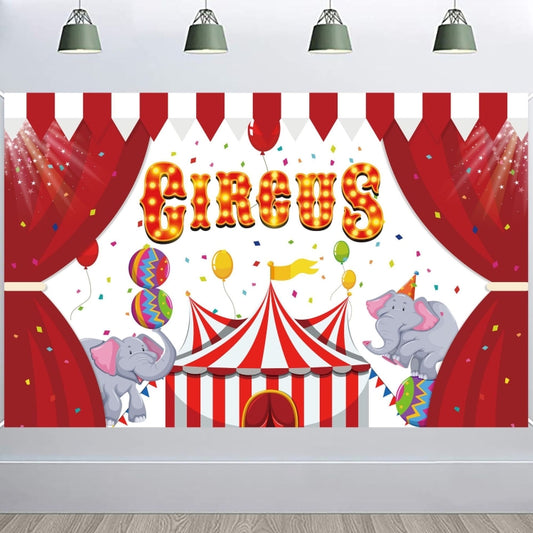 Animal Amusement Park Carnival Theme Background Banner Pull Flag Circus Background Decorative Cloth(W23020201) by buy2fix