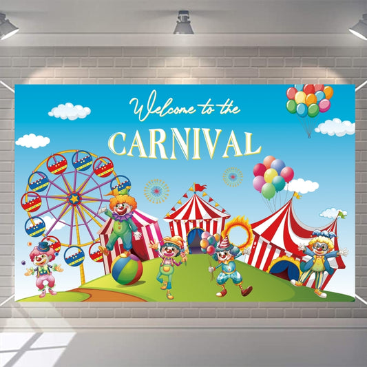 Animal Amusement Park Carnival Theme Background Banner Pull Flag Circus Background Decorative Cloth(W23022703) by buy2fix