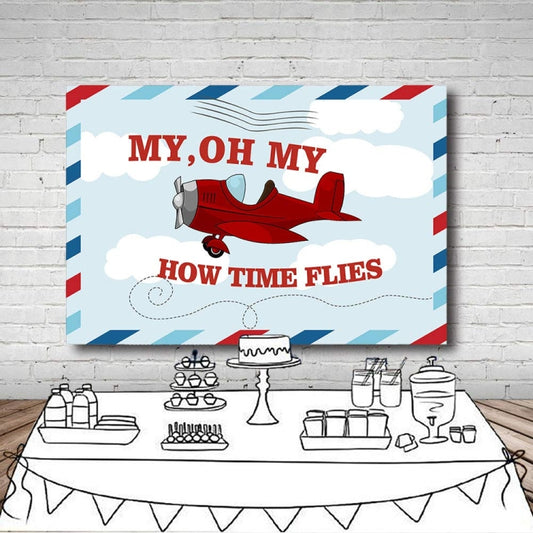 210x150cm Cartoon Small Aircraft Children Birthday Background Cloth by buy2fix