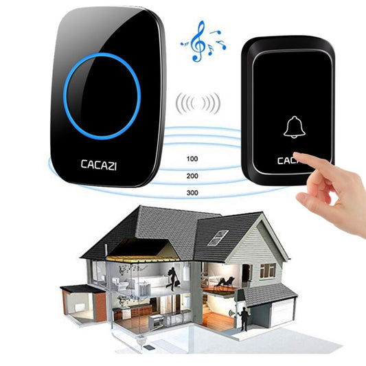 CACAZI A06-DC 1 To 1 Battery Type Smart Home Wireless Waterproof Music Doorbell(Black) by CACAZI