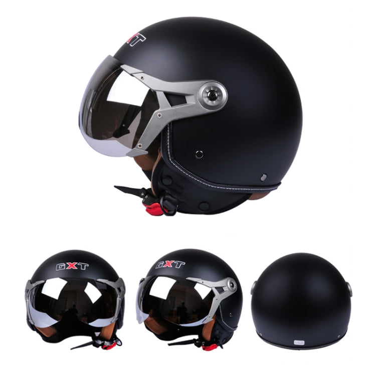 GXT Electric Vehicle Half Cover Helmet Four Seasons Retro Helmet, Size: XL(Matte Black) by GXT